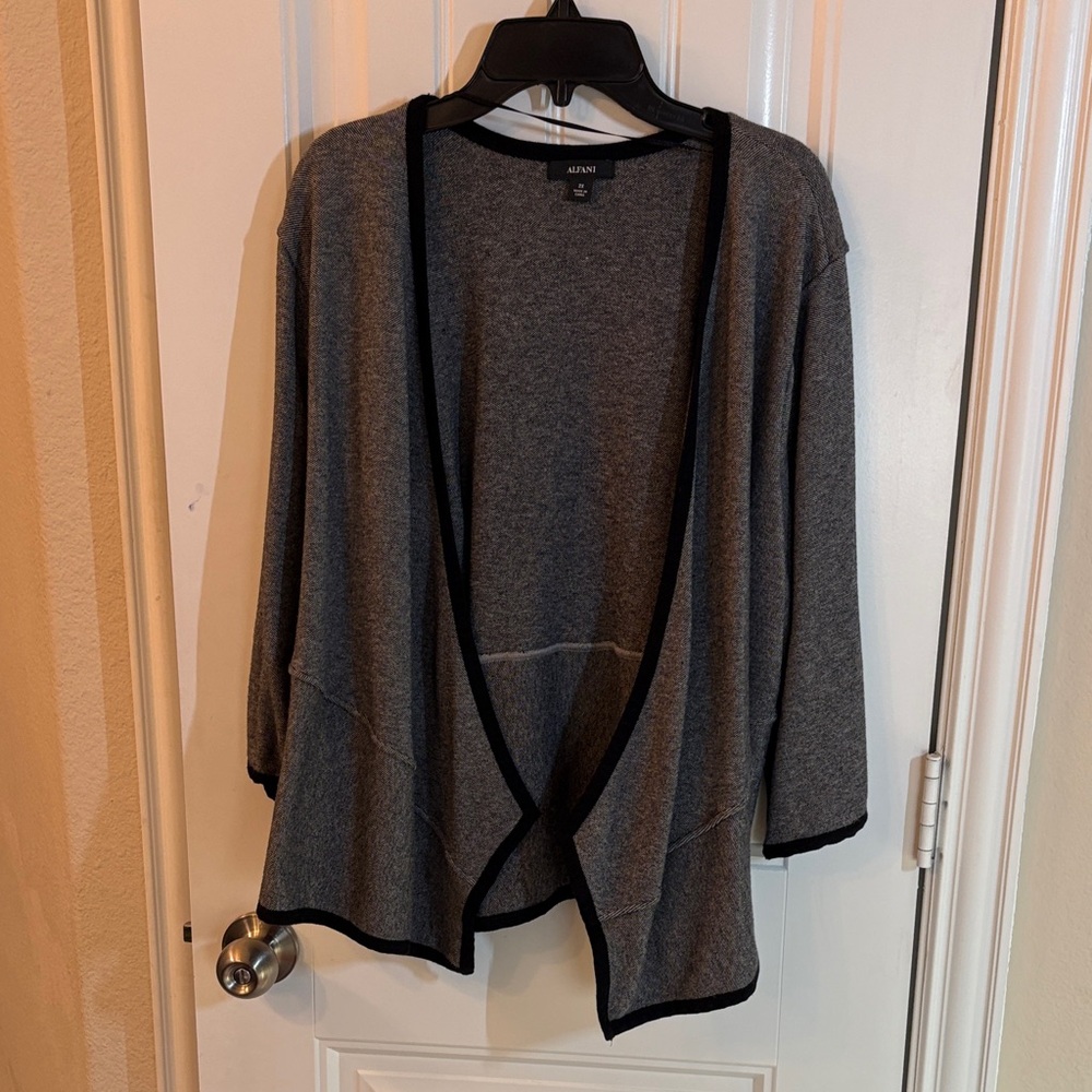 Alfani Gray and Black Open Cardigan